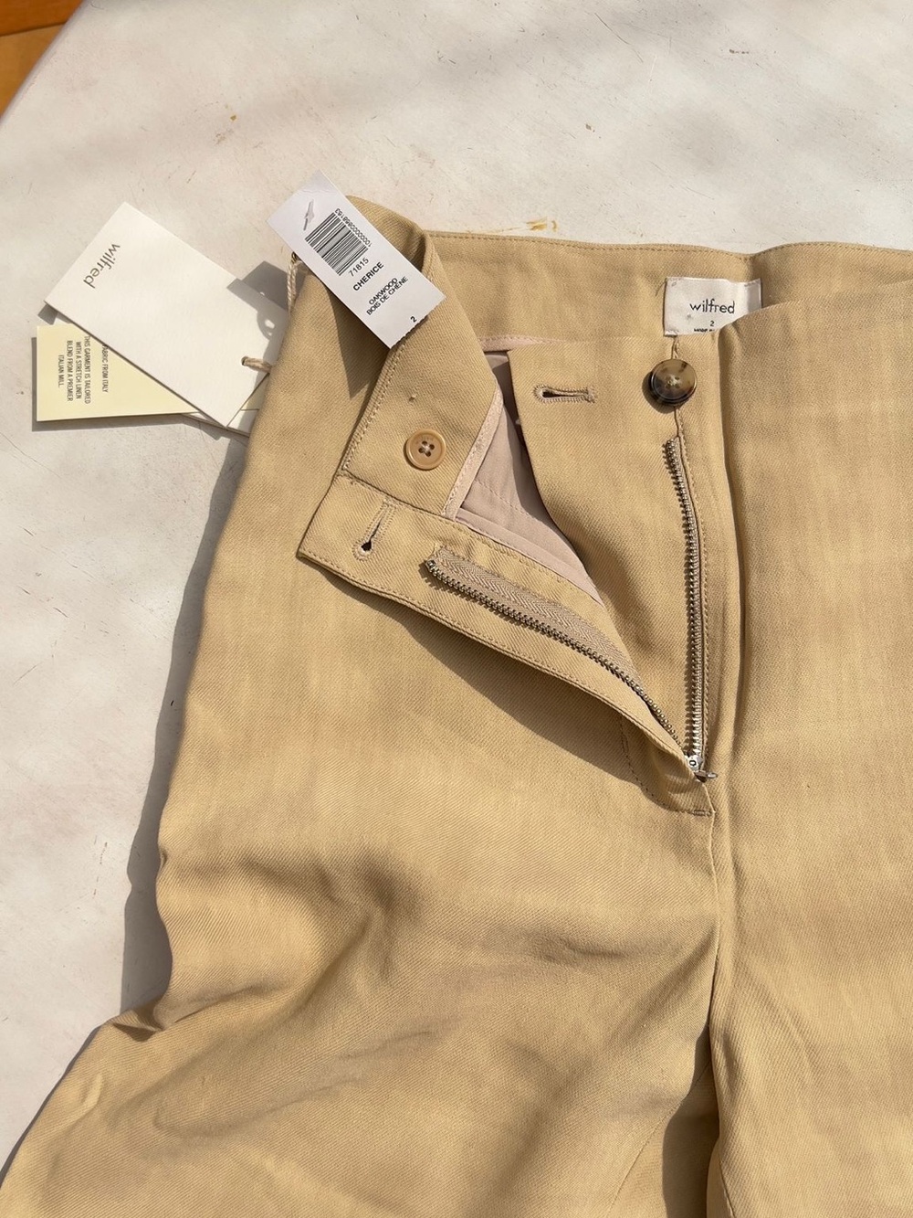Aritzia Wilfred Beige Canvas Midi Skirt